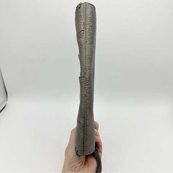 Big-buddha Pewter/Metallic Clutch With Chain Accent Wristlet Vegan Leather‎ - Picture 6 of 11